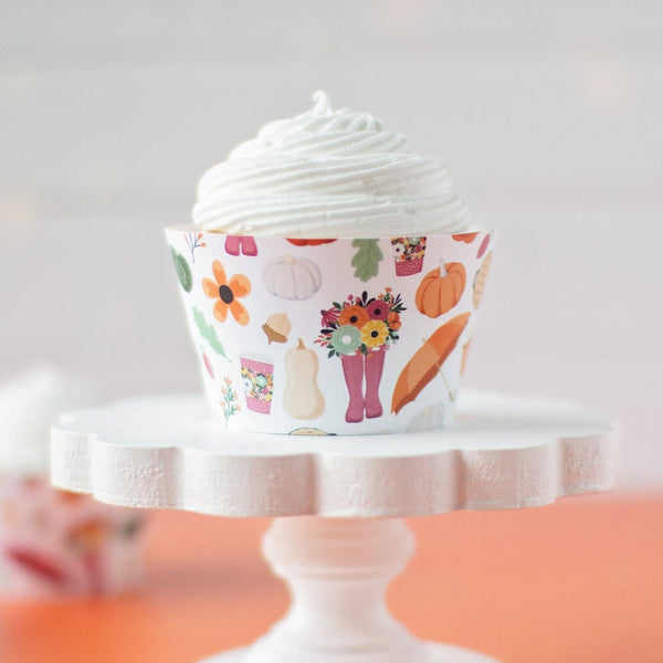Feminine Fall Pattern Cupcake Wrappers - Greengate Images