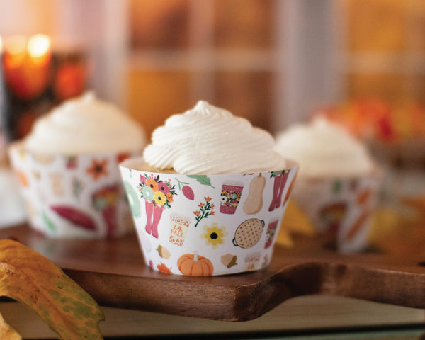 Feminine Fall Pattern Cupcake Wrappers - Greengate Images