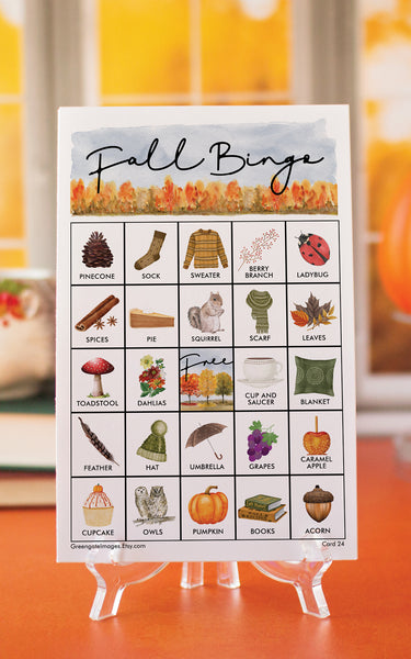 Fall Bingo Cards - Watercolor 1 - Greengate Images