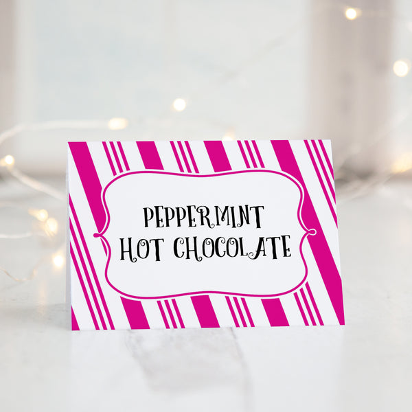 Candy Striped Christmas Buffet Signs - Fuchsia - Printable Digital Download by Greengate Images