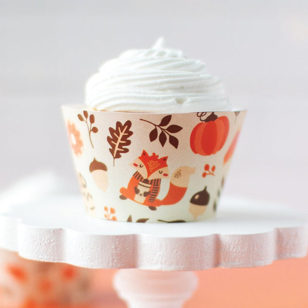 Fall Cupcake Wrappers - Foxes, Sweaters, Footballs, and Pies - Greengate Images