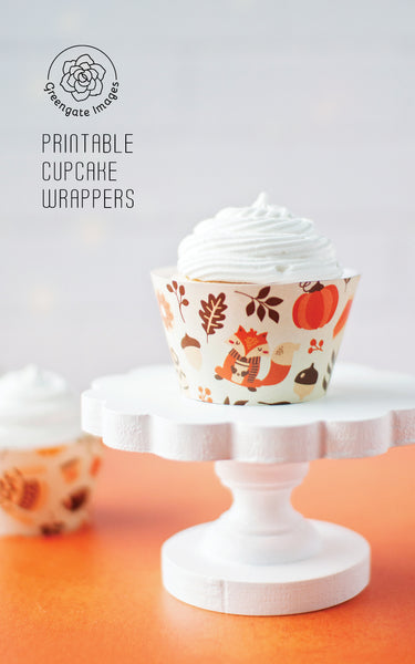 Fall Cupcake Wrappers - Foxes, Sweaters, Footballs, and Pies - Greengate Images