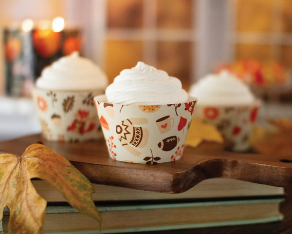 Fall Cupcake Wrappers - Foxes, Sweaters, Footballs, and Pies - Greengate Images
