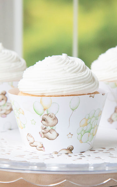 Bears and Green Balloons Cupcake Wrapper - Greengate Images