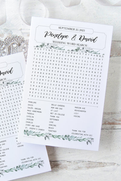 Build-Your-Own Word Search Template - Wedding Greenery - Greengate Images