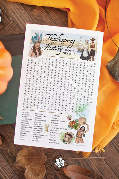 Thanksgiving History Word Find - Printable Digital Download by Greengate Images