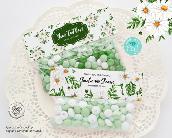 6.5" Daisy Bag Toppers - PRINTABLE goody bag label, Ziplock Topper, Foldover Label, Sandwich Bag Label, Snack Bag Topper, flowers daisies