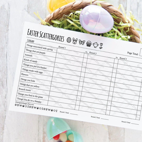 Easter Scattergories - Printable Digital Download by Greengate Images
