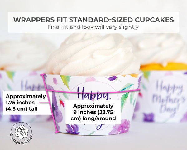 Mother's Day Cupcake Wrappers - Purple Floral - Printable Digital Download by Greengate Images
