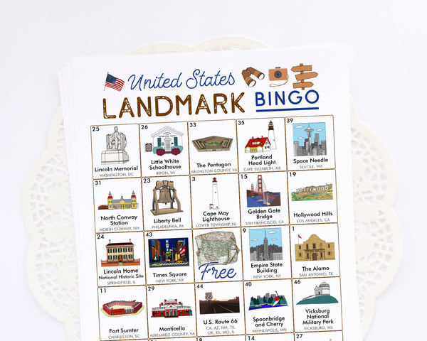 US Landmarks Bingo - Printable Digital Download by Greengate Images