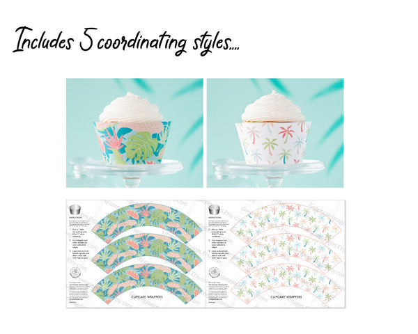 Tropical Cupcake Wrapper Set - Printable Digital Download by Greengate Images