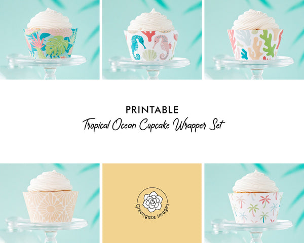 Tropical Cupcake Wrapper Set - Printable Digital Download by Greengate Images