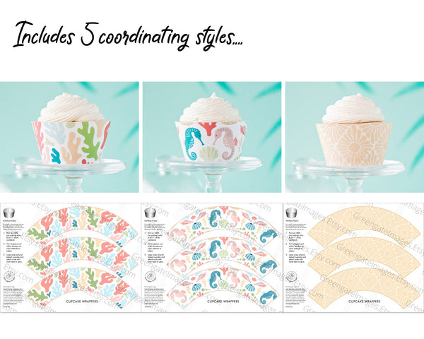 Tropical Cupcake Wrapper Set - Printable Digital Download by Greengate Images