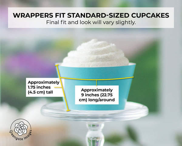 Aquamarine Cupcake Wrapper - PRINTABLE digital download PDF. Bold turquoise solid-colored sleeve for baked cupcakes. More colors available.