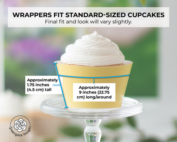 Butter Yellow Cupcake Wrapper - PRINTABLE digital download PDF. Soft golden solid-colored sleeve for baked cupcakes. More colors available.
