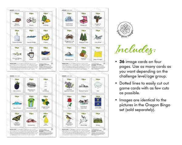 Oregon Memory Game - Printable Digital Download by Greengate Images
