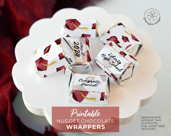 Burgundy Graduation Nugget Wrappers - Printable Digital Download by Greengate Images