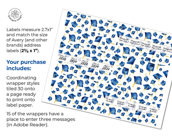 Royal Blue Graduation Nugget Wrapper - Printable Digital Download by Greengate Images