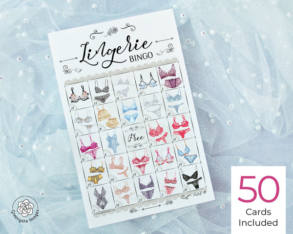 Lingerie Bingo Game - Printable Digital Download by Greengate Images