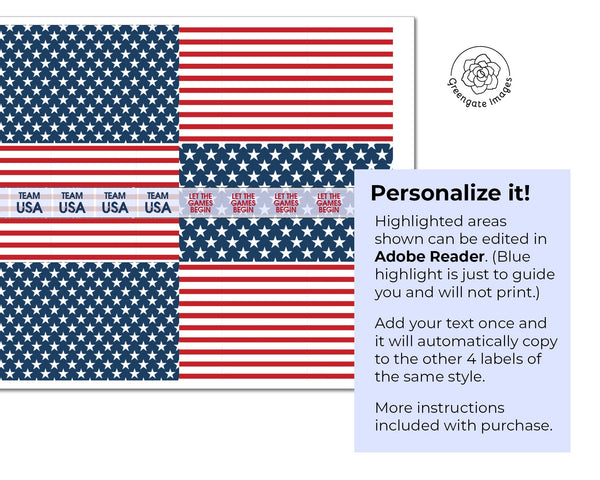 Patriotic Flag Nugget Wrappers - Printable Digital Download by Greengate Images
