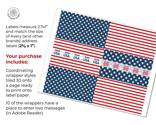 Patriotic Flag Nugget Wrappers - Printable Digital Download by Greengate Images