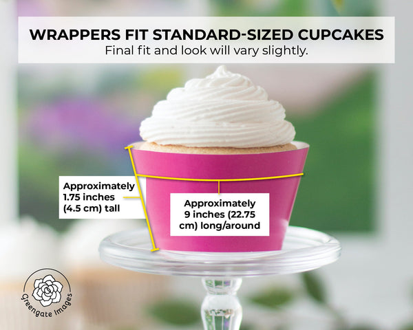 Fuchsia Cupcake Wrapper - PRINTABLE digital download PDF. Hot pink vibrant solid-colored sleeve for baked cupcakes. More colors available.
