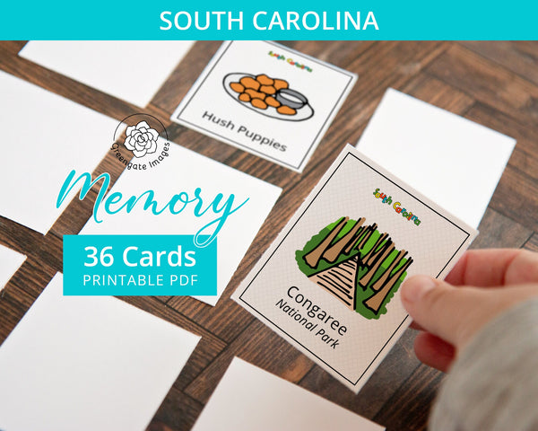 South Carolina Memory Game - Printable Digital Download by Greengate Images