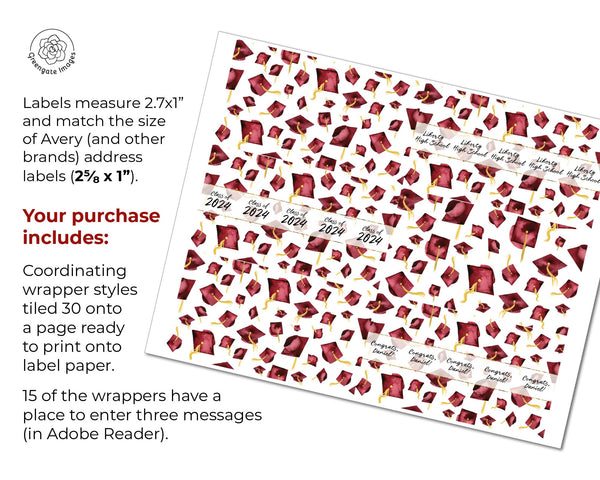 Burgundy Graduation Nugget Wrappers - Printable Digital Download by Greengate Images