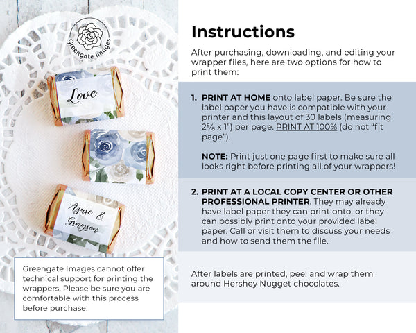 Dusty Blue Nugget Wrapper - Printable Digital Download by Greengate Images