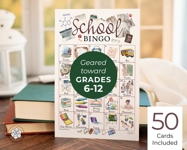 School Bingo (Jr. High & HS) - Printable Digital Download by Greengate Images