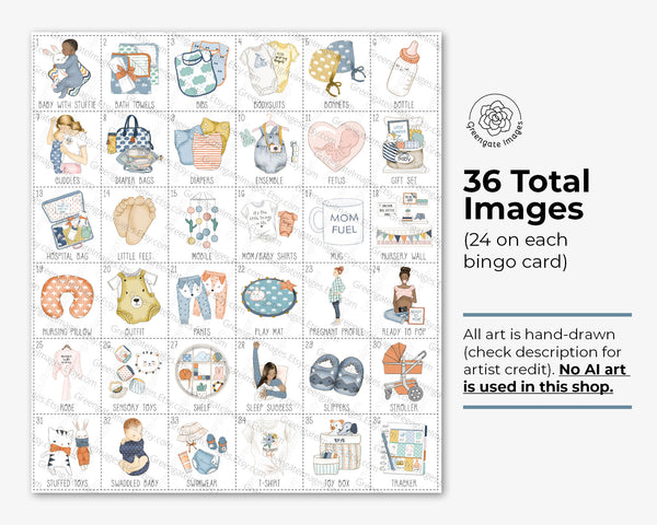 Blue & Orange Baby Bingo - Personalizable - Printable Digital Download by Greengate Images