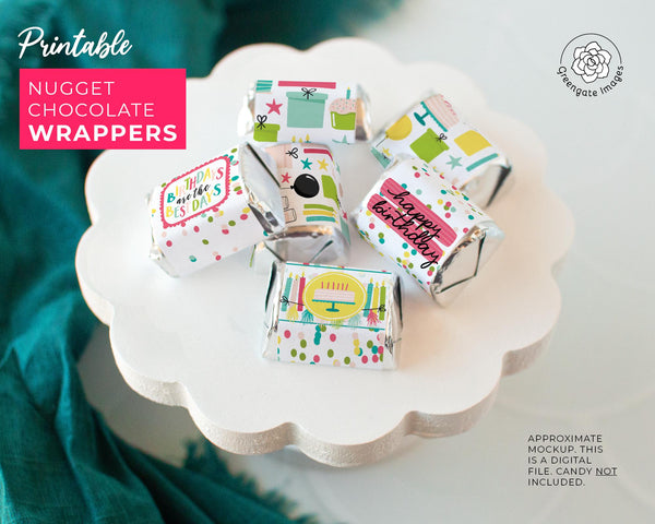 Birthday Nugget Wrappers - Printable Digital Download by Greengate Images