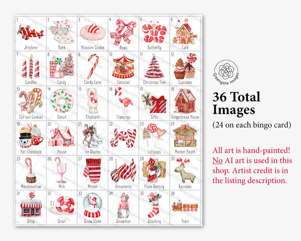Candy Cane Bingo - Printable Digital Download by Greengate Images
