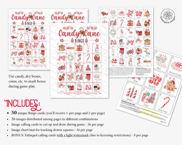 Candy Cane Bingo - Printable Digital Download by Greengate Images