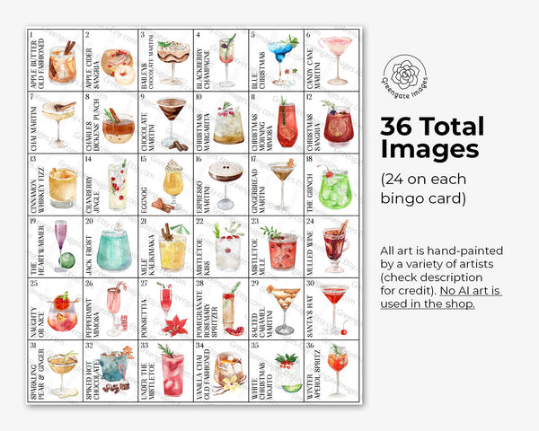 Christmas Cocktail Bingo - Printable Digital Download by Greengate Images