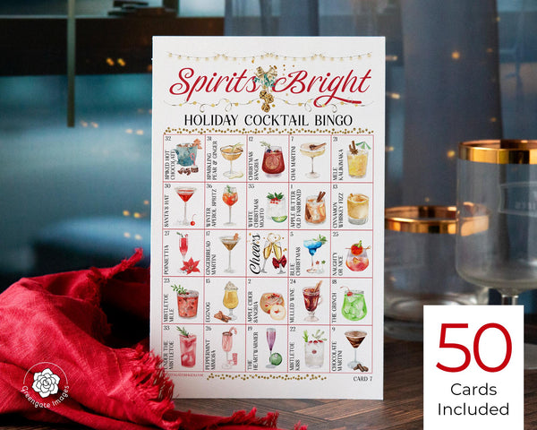 Christmas Cocktail Bingo - Printable Digital Download by Greengate Images