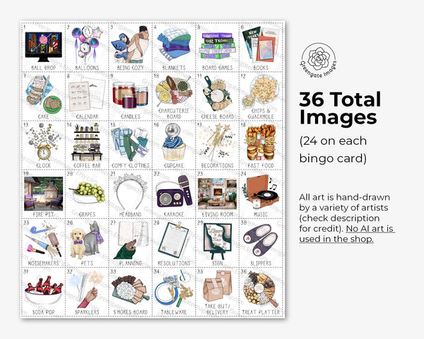 New Year's at Home Bingo - Printable Digital Download by Greengate Images