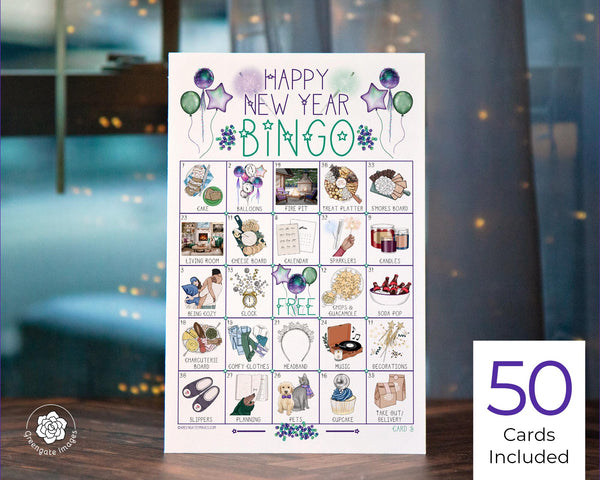 New Year's at Home Bingo - Printable Digital Download by Greengate Images