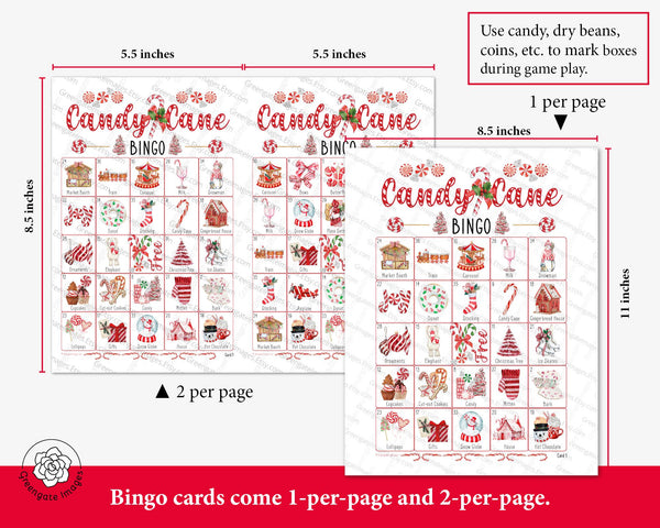 Candy Cane Bingo - Printable Digital Download by Greengate Images