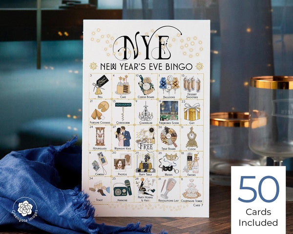New Year's Eve Bingo Cards - Printable Digital Download by Greengate Images