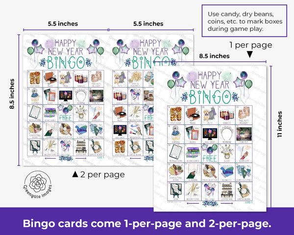 New Year's at Home Bingo - Printable Digital Download by Greengate Images