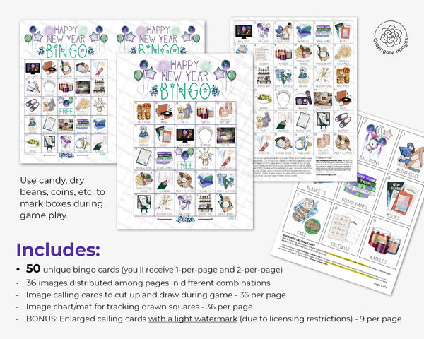 New Year's at Home Bingo - Printable Digital Download by Greengate Images