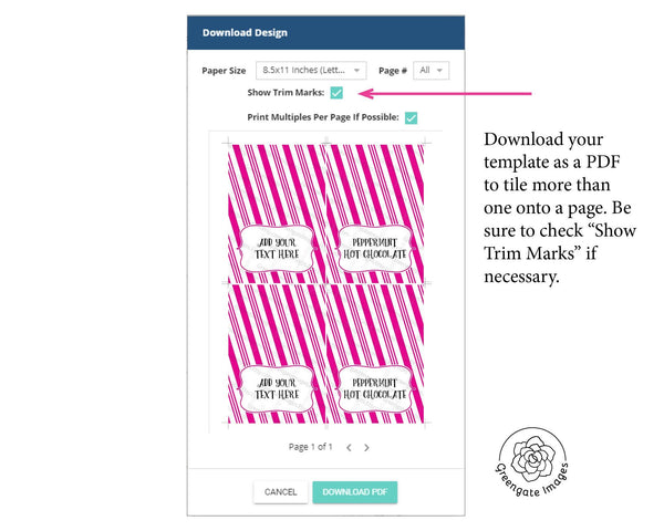 Candy Striped Christmas Buffet Signs - Fuchsia - Printable Digital Download by Greengate Images