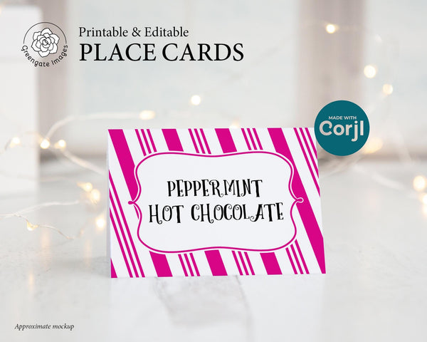 Candy Striped Christmas Buffet Signs - Fuchsia - Printable Digital Download by Greengate Images