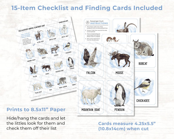 Winter Animals Scavenger Hunt - Printable Digital Download by Greengate Images