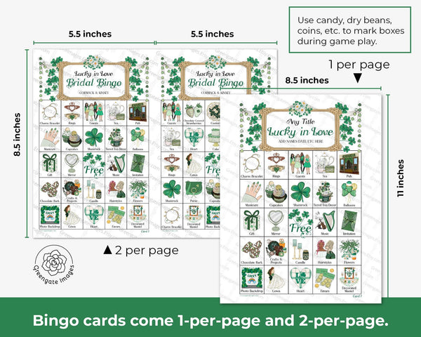St. Patrick's Day Bridal Bingo Cards - Printable Digital Download by Greengate Images