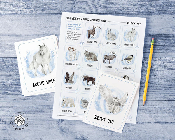 Winter Animals Scavenger Hunt - Printable Digital Download by Greengate Images