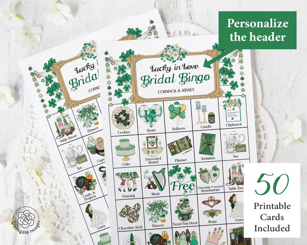 St. Patrick's Day Bridal Bingo Cards - Printable Digital Download by Greengate Images