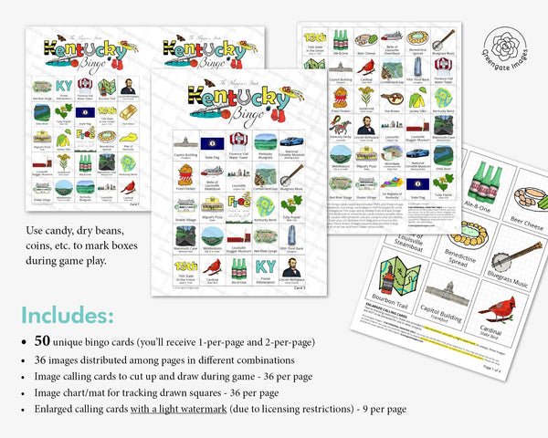 Kentucky Bingo Cards - Printable Digital Download by Greengate Images