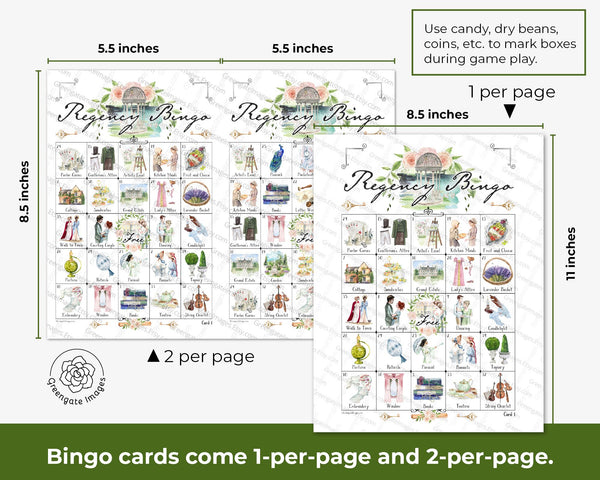 Regency Bingo - Printable Digital Download by Greengate Images